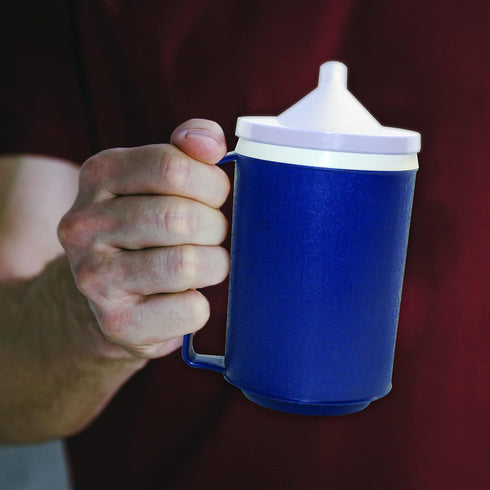 Rehabilitation Advantage Insulated Blue Mug with White Snorkel Lid, Non-Weighted...