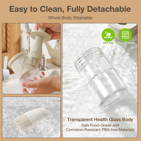 Oil Dispenser Bottle with Heat Resistant Brush, Glass Oil Dispenser for Kitchen, Oil Container with Silicone Basting & Pastry Brush for Cooking BB...