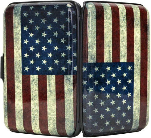 ELFISH Mini RFID Aluminum Wallet Credit Cards Holder Business Card Case Metal ID Case for Men Women (Flag)...