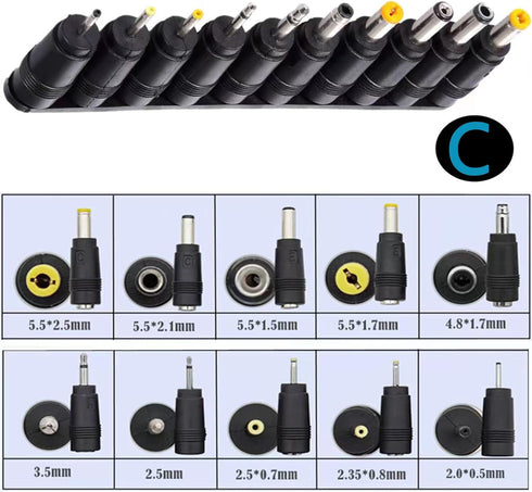 Laptop DC Power Adapter Kits 41 PCS Universal 5.5 mm x 2.1 mm DC AC Power Adapter Tips Connector for Thinkpad Power Supply Plug Jack Sets...