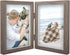 AEVETE 5x7 Double Picture Frames Hinged Wood Folding Picture Frames Vertically Display, Real Glass Front, Gray...