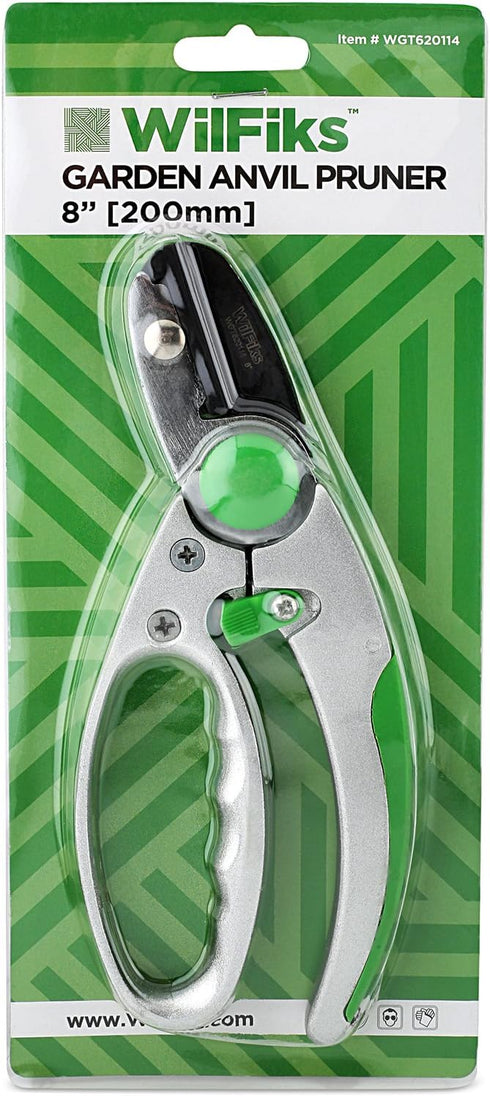 WilFiks Garden Anvil Pruning Shears - 8" Smooth Action Hand Pruner - Secateurs Steel Gardening Scissors with Comfortable Handle and Shock Absorbin...