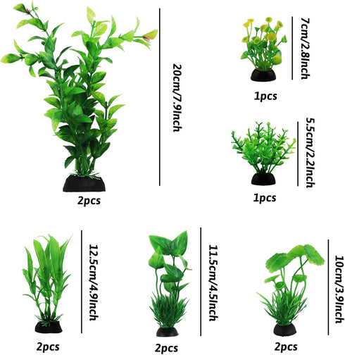 Fish Tank Accessories Green Plants, 10pcs Green Fish Tank Decorations, Aquarium Decor Plastic Plants...