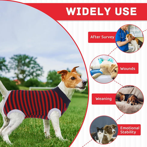 Recovery Suit for Dogs, Pet Recovery Suit After Surgery, Male Female Dog Neuter, Abdominal Surgical Suit, Striped Puppy Doggy Onesie Snugly Vest f...