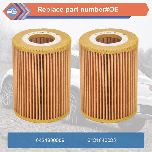 2Pcs Oil Filter Compatible With Mercedes-Benz Freightliner Jeep Dodge Vehicle E350 GL350 ML350 R320 R350 S350 Sprinter 2500 3500 Grand Cherokee 20...