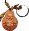 Betterdecor Feng Shui Peach Wood Money Happy Laughing Buddha Key Ring Amulet for Wealth Luck...