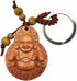 Betterdecor Feng Shui Peach Wood Money Happy Laughing Buddha Key Ring Amulet for Wealth Luck...