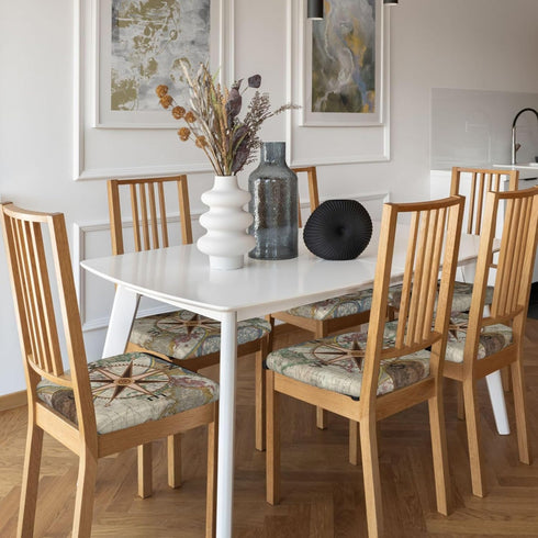 Seat Covers for Dining Room Chairs Set of Set of 4, Nautical Map World Compass Rose Travel Stretch Chair Seat Covers Cushion Slipcovers for Kitche...