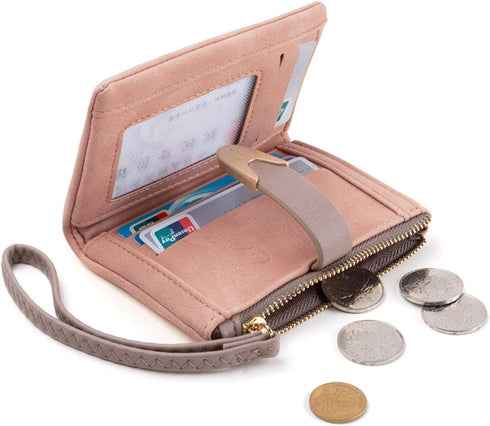 Wallets for Women Rfid Small Compact Bifold short Wallet,Ladies Wristlet Zipper Coin Purse...