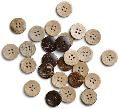20mm Brown Natural Coconut Shell Buttons 4/5 inch 4 Holes Button Coconut Shell Buttons for Crafts Sewing Wooden Buttons for DIY Crafts 100PCS...