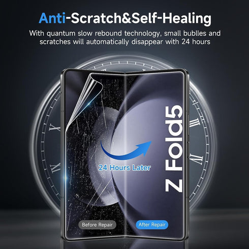 [6 in 1 Tempered Glass Front Screen Protector for Samsung Galaxy Z Fold 5+ Inner Soft TPU Film Shields Big Screen+ Camera Lens Protector [Scratch ...