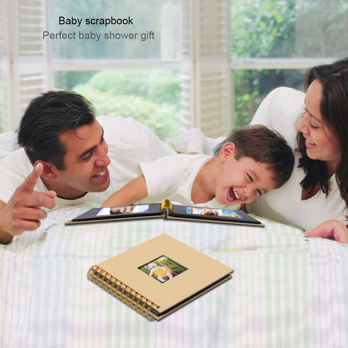 Scrapbook Photo Album Black Paper Pages DIY Album Wedding Anniversary Baby Family Memory Scrapbook Brown with 2pcs Stickers...