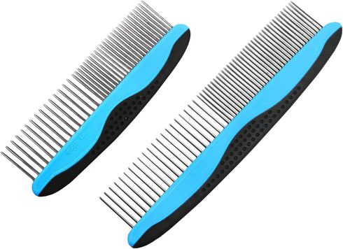 Pets First 2 Pack Dog Comb Small & Large PET Comb for Small & Large Breeds & Areas. Premium Anti-Slip Comfort Grip Ergonomic Handle for Your Dog &...