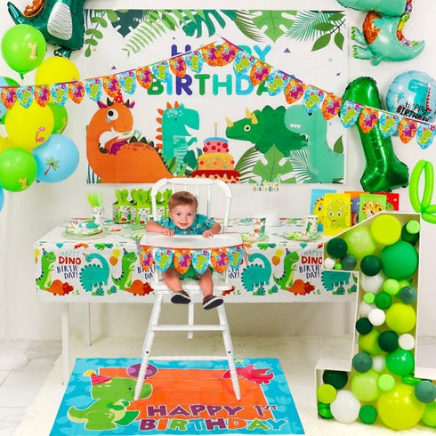 Little Dino Happy 1st Birthday High Chair Decorating Kit - Baby Birthday Party Supplies...