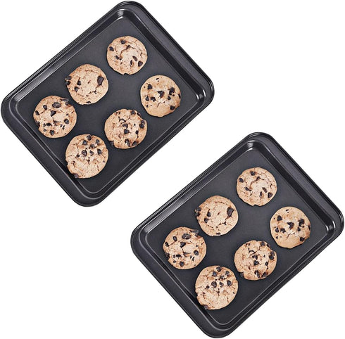 Small Baking Sheet Nonstick 9.45 X 7.09 Inch (Inner 7.5x6), 8 Inch Mini Cookie Tray Toaster Conventional Oven Pan No Warp No Rust Magnetic Bakewar...