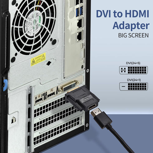 DVI to HDMI, Bidirectional DVI (DVI-D) to HDMI, Male to Female Adapter, 2-Pack?(24+1) Male Adapter with Gold-Plated for Computer, Monitor, Project...