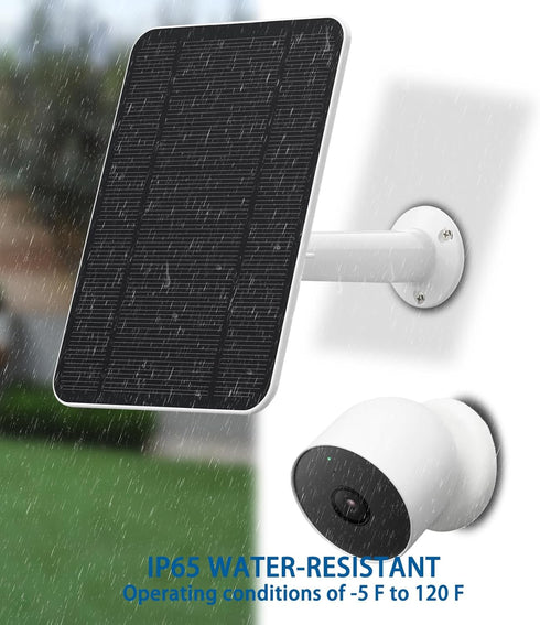 Solar Panel Compatible with Google Nest Cam Outdoor or Indoor(Battery)-2nd Generation,Includes Secure Wall Mount, IP65 Weatherproof,13.1ft Power C...
