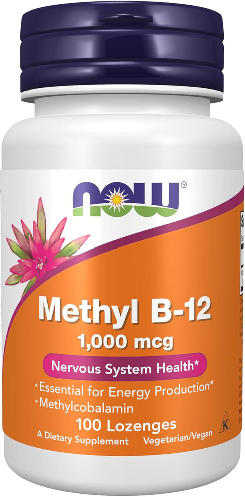 NOW Supplements, Methyl B-12 (Methylcobalamin) 1,000 mcg, Nervous System Health*, 100 Lozenges...