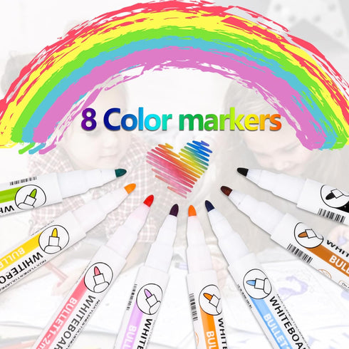 Magnetic Dry Erase Markers, Liquid Chalk Markers Ultra Fine Tip for Acrylic Calendar, Whiteboard Markers with Erasers Cap for Planning Whiteboard,...