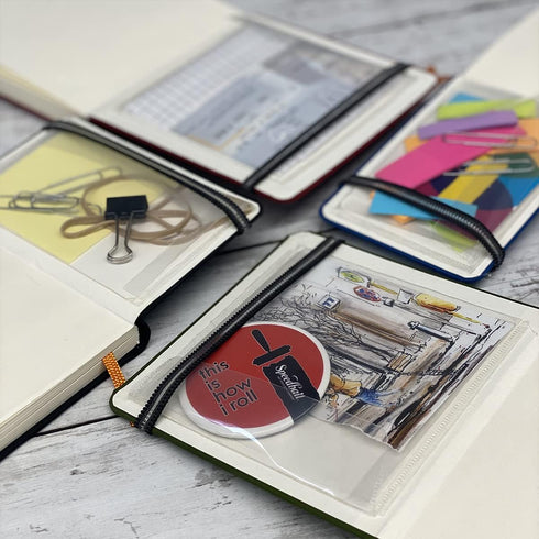 Travelogue Square Drawing Book, 5.5" x 5.5" Artist Journal - 128 Sheets Buff Paper, Vermilion Red Cover...