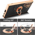 Shockproof Case for Samsung Galaxy S24 Ultra, with 360° Rotatable Ring Holder Magnetic Kickstand, Plating Rose Gold Edge Slim Soft Protective Cove...