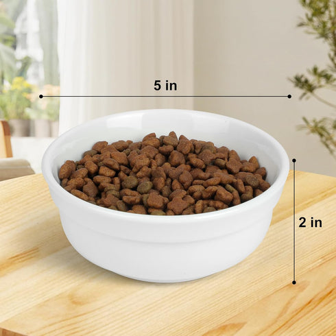 5" Ceramic Cat Bowl with Paws Pattern, Cat Food Bowl for Food and Water, Healthy Cat Dishes for Indoor Cats and Small Dogs, Dishwasher Safe & Micr...