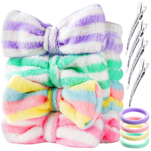 YGDZ Spa Headband for Washing Face, Skincare Headband, Makeup Headband, Fluffy Bow Headbands for Skincare, Face Head Band Set for Women Girl...