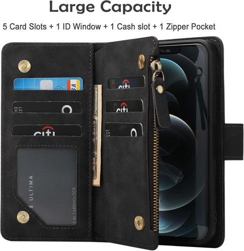 RANYOK Wallet Case Compatible with iPhone 11 (6.1 inch), Premium PU Leather Zipper Flip Folio Wallet RFID Blocking with Wrist Strap Magnetic Closu...