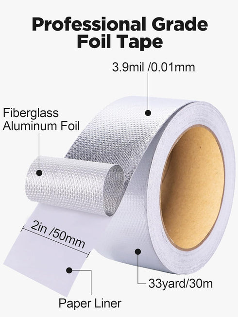 Aluminum Foil Fiberglass Tape, HVAC Heat Resistant Tape,2 Inches x 98 Feet...