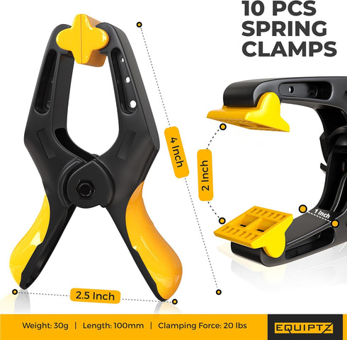 Spring Clamps 4 inch - 10 Pack Plastic Clamps for Tarps, Crafts, Backdrop and Pool Cover with 2 inch Mouth Opening - Rust Free Large Clips Heavy D...