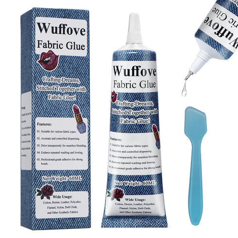 Clear Permanent Fabric Glue - Wuffove No Sew Strong Fabric Glue for Clothing Washable (1 PCS)...