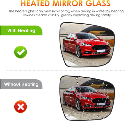 Passenger Side Mirror Glass Replacement for2014 2015 2016 2017 2018 Rogue Right Side Heated Mirror Replace 963654BA1A...