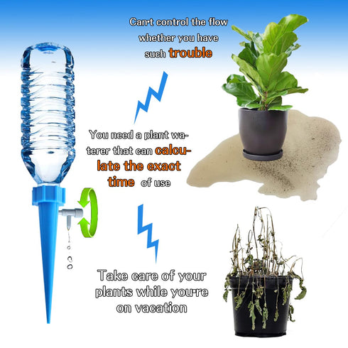 Drip Irrigation System Garden Watering System 12PCS Self Watering Spikes Devices Vacation Automatic Drip Irrigation Kits Adjustable Valve Plant Wa...