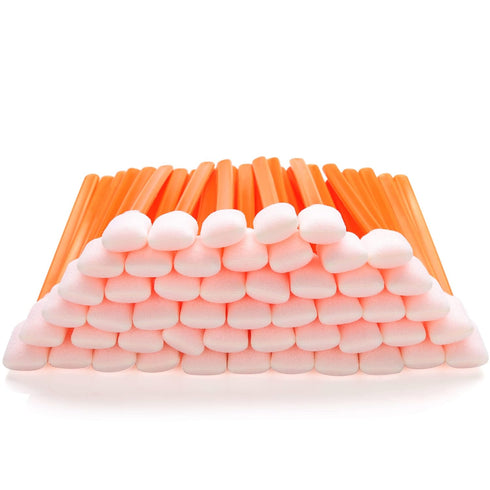 Foam Sticks Cleaning Swabs (50 pcs 5.25" Large Rectangular Foam Tips, Orange) Cleanroom Cleaning Swab Sponge Stick for Inkjet Printer, Optical Ins...