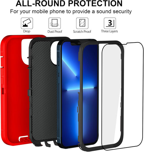 Case for iPhone 13 Pro Case 6.1" with 2 Screen Protector, Full Body Heavy Duty Military Grade Cover, Shockproof/Drop Proof Protection Phone Case (...