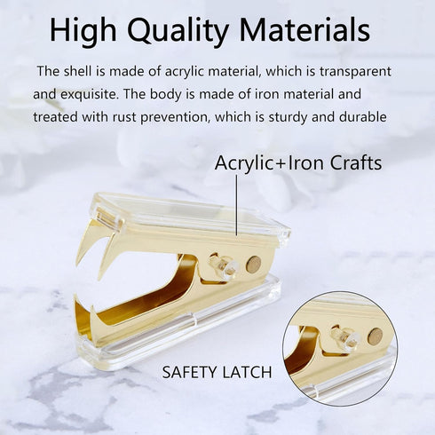 Gold Acrylic Stapler, Desktop Stapler, 25 Sheet Capacity, includes 1000 Staples and Staple Remover...