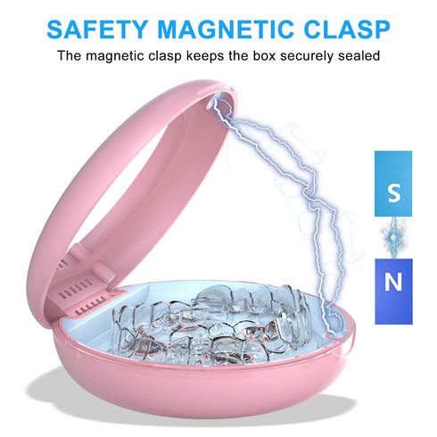 Retainer Case Orthodontic Dental Case, UVC Disinfectant Aligner Case with Vent Holes Mirror, UV Light Denture Box Slim, Retainer Holder Box for Mo...