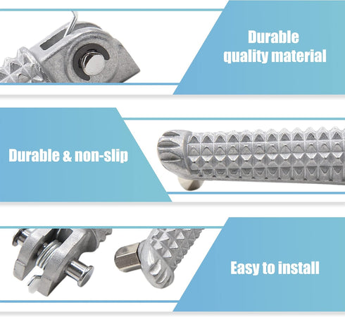 uxcell 1 Pair 7mm Aluminium Alloy Motorcycle Footrest Footpeg Foot Rest Peg Bike Bicycle Cycling Silver Tone for Yamaha...