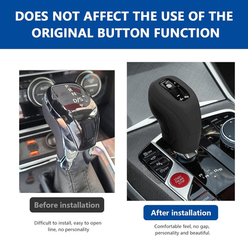 Car Gear Shift Knob Cover, Elastic Anti-Slip Automatic Knob Gear Stick Protector, Comfortable Silicone Shift Knob Cover for Men Women, Interior De...