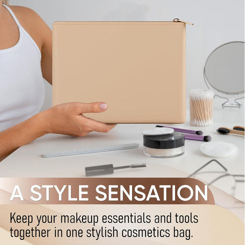 Silicone Makeup Bag with Metal Zipper: Luxurious Makeup Bags for Women, Ultimate Makeup Brush Holder & Travel Cosmetic Toiletry Bag Organizer Free...