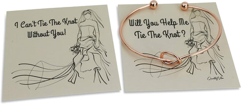 7 Rose Gold Bridesmaid Gift Bracelets Kit. "I Can't Tie The Knot Without You" Bridesmaid Cards & Gift Box. The Tie Knot Cuff or Heart Bracelet Gif...