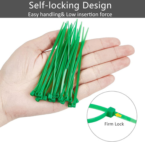 TUZAZO 1000PCS Green Zip Ties for Plants 4 Inches, Heavy Duty 18 Lbs Strong Nylon Wire Ties UV Resistant Plastic Cable Ties for Plants Decor Indoo...