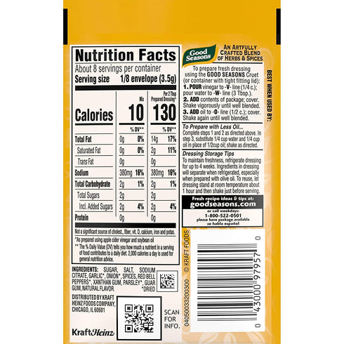 Good Seasons Mild Italian Dressing & Recipe Seasoning Mix, 1 oz Packets (Pack of 4)...