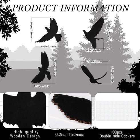 Blulu 4 Pieces Wooden Bird Wall Decor Flying Bird Sculptures Wall Art Decor Silhouette Art Wooden Sign for Home Living Room Bedroom Kitchen Hangin...