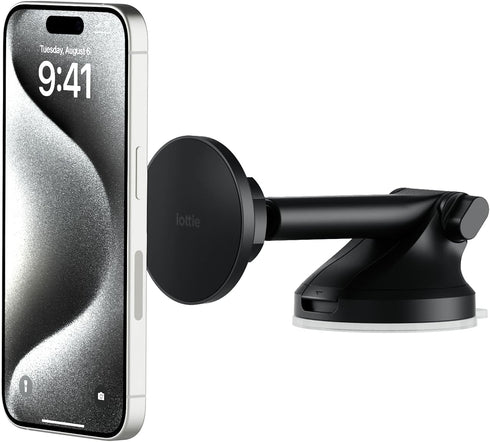 iOttie iTap 3 Magnetic Dash & Windshield Mount Car Phone Holder with Magnetic Ring Adapter. Compatible with Qi2, MagSafe, iPhone, and Android Smar...