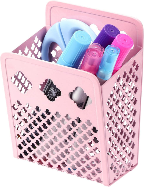 Magnetic Pencil Holder - Magnetic Locker Organizer, 1 Pack Pen Holder Locker Accessories for School and Office (1 Basket Pink)...