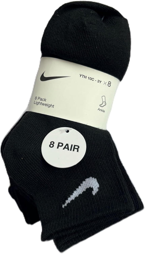 Nike Lightweight Ankle Socks 8pair, X-Small, Black and White...