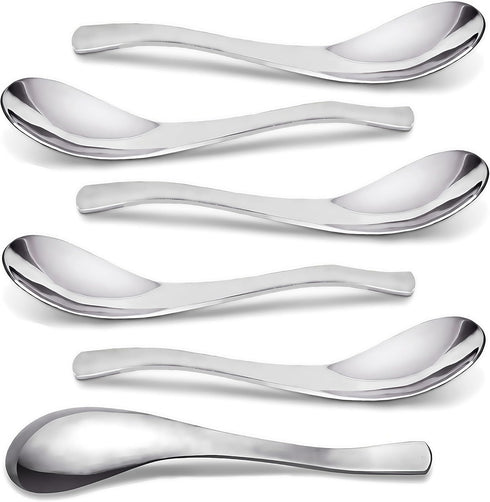 AOOSY 6-Piece Heavy Weight Soup Spoons,Stainless Steel Asian Soup Spoon with Ergonomic Short Handle for Ramen, Curry, Cereals...