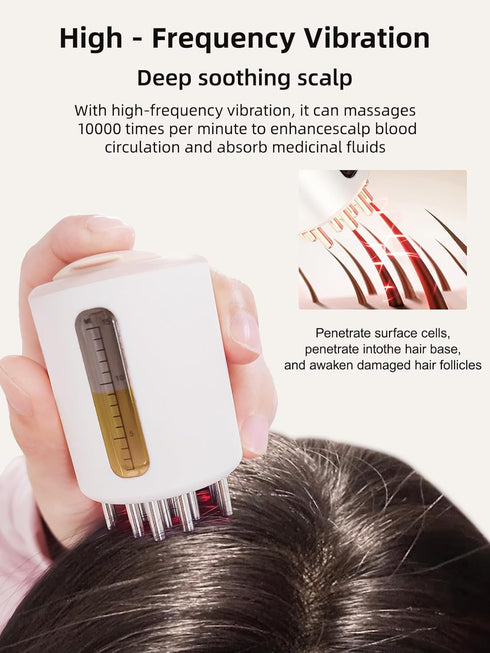 Electric Hair Oil Applicator with 12 Teeth, 7 Liquid Dispensing and 15ml High Capacity, Hair Oil Applicator and Scalp Massager, Advanced Scalp Car...