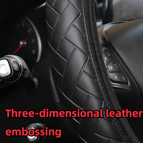 Mandark Car Steering Wheel Cover, Elastic Stretch Leather Anti-Slip Embossing Pattern Steering Wheel Protector, 14.5-15inch Auto Interior Accessor...